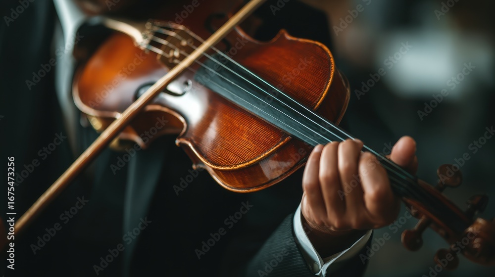 Fototapeta premium Man Playing Violin Close-Up