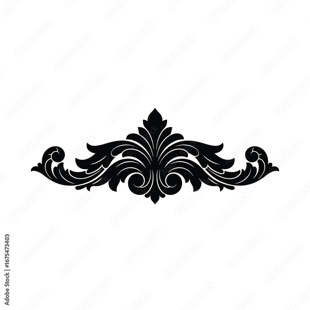 Fototapeta premium Black ornate floral flourish design vector