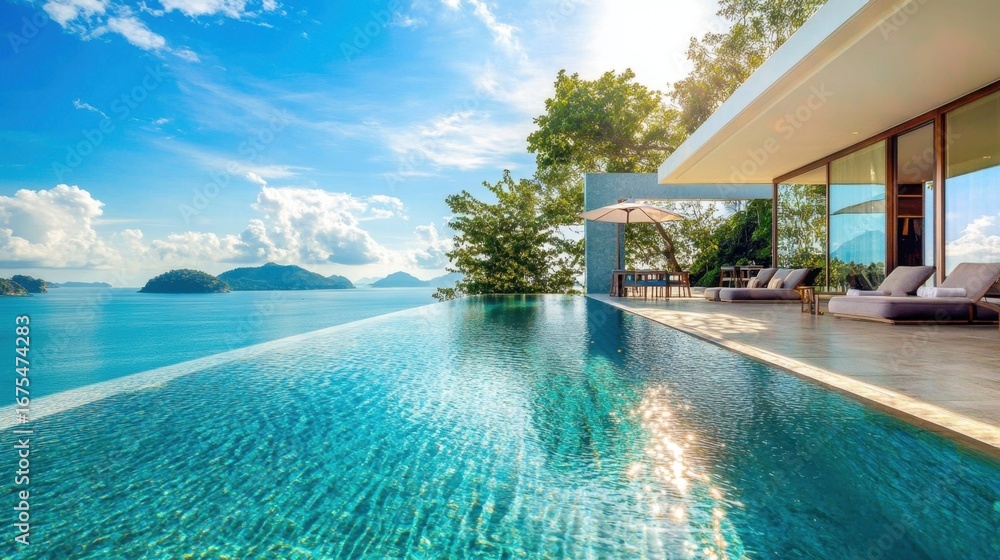Fototapeta premium Oceanfront Villa with Infinity Pool.