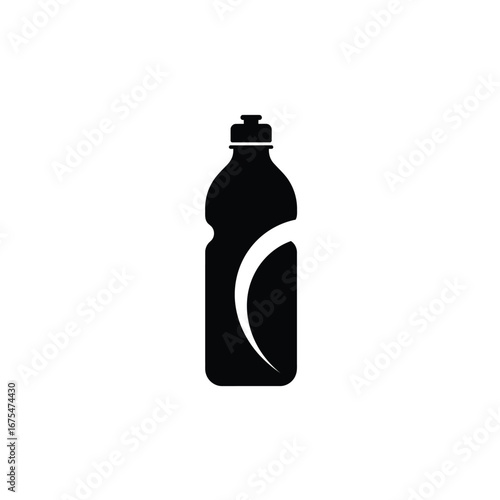 Black sports bottle with white curve drink