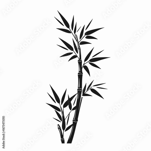 Minimalist and clean bamboo illustration black graphic, a striking nature silhouette