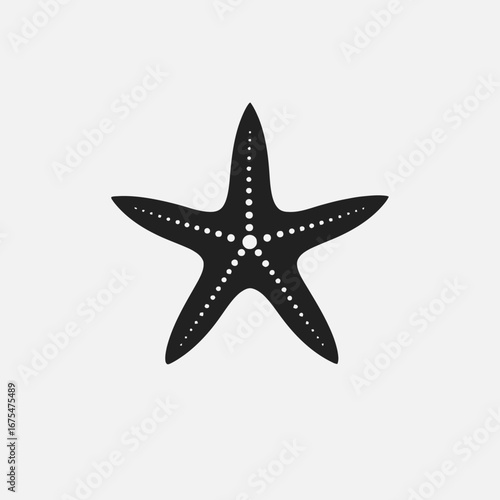 Artistic depiction of starfish with spotted decoration on a white background silhouette