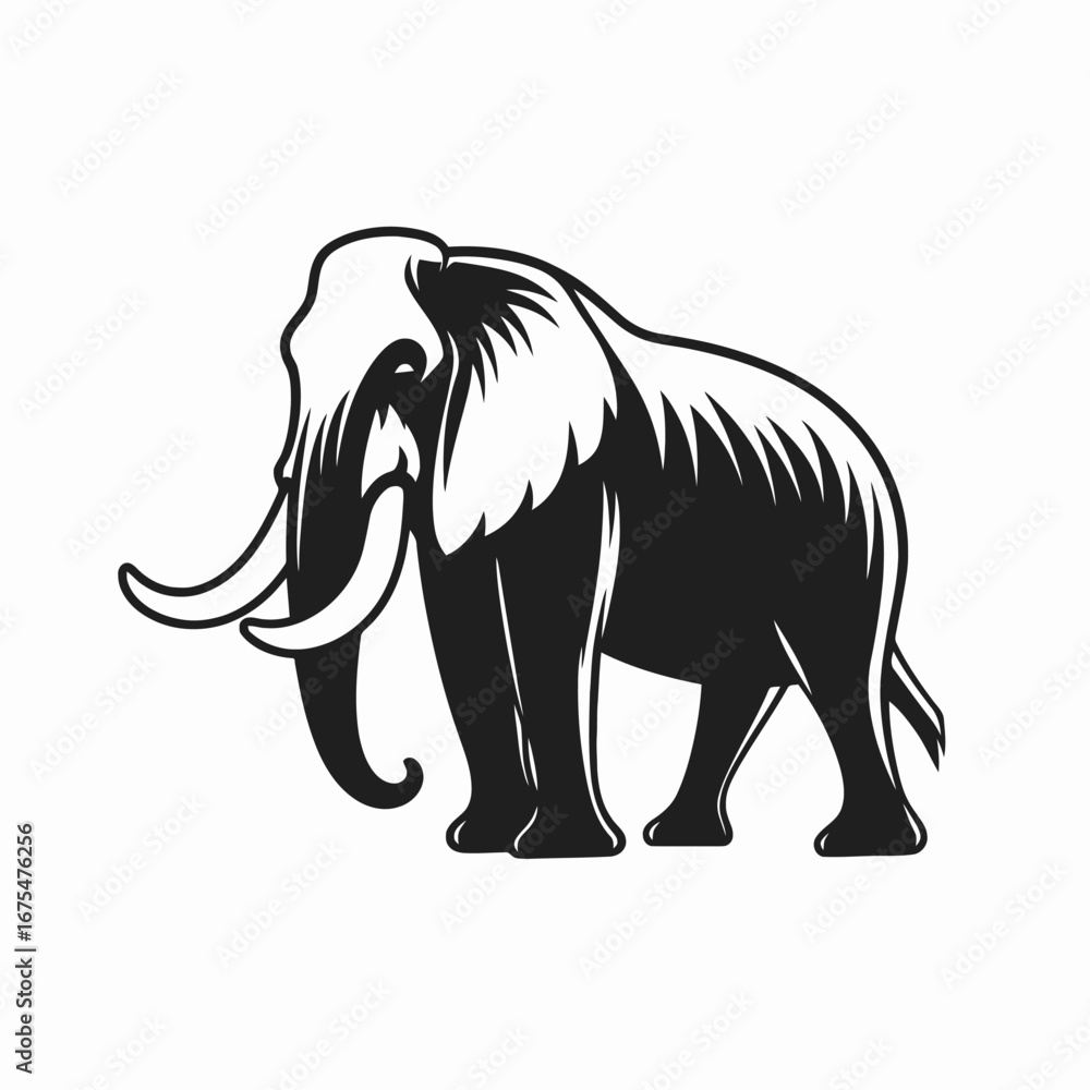 Fototapeta premium Majestic and powerful elephant illustration, a strong and impactful black silhouette