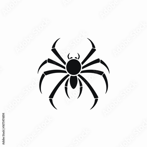 Spooky spider art, Halloween arachnid, vector illustration spider, bug black silhouette