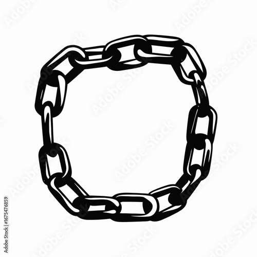 Bold graphic chain forming a full circular shape, dark silhouette
