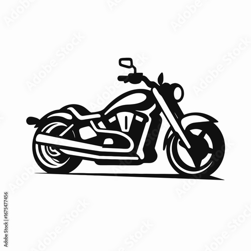 Powerful cruiser motorcycle with a minimalist and striking graphic vector silhouette