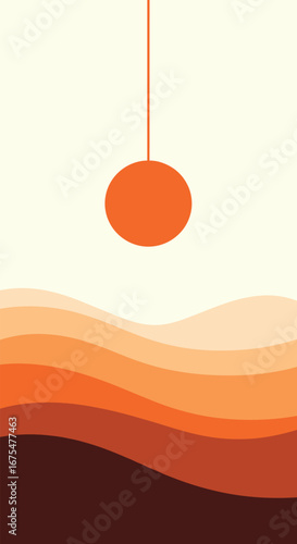 Abstract warm desert landscape with setting sun and rolling dunes artistic representation of earths natural beauty