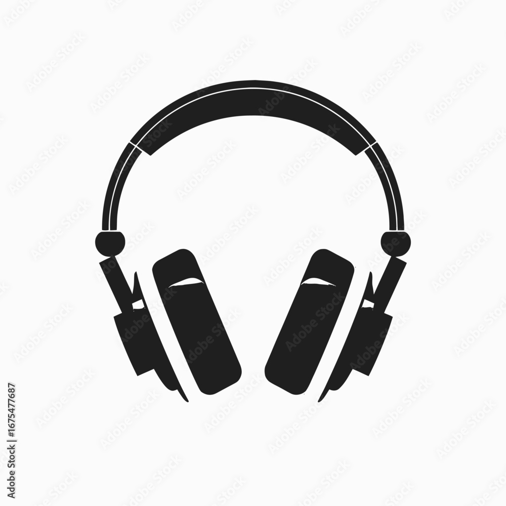 Obraz premium Modern headphones present minimalist design and sound experience rendered as stark silhouette