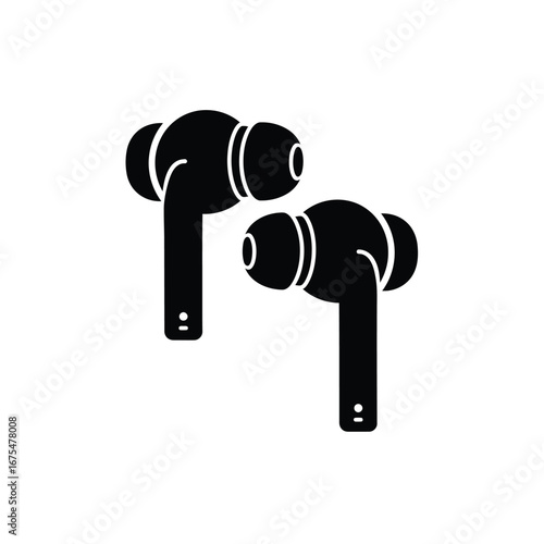 Black wireless earbuds white audio