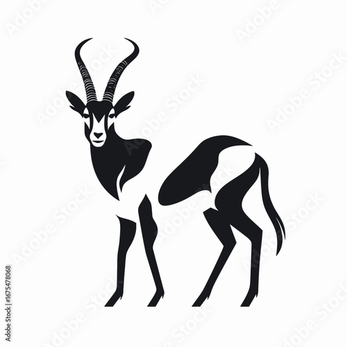 Majestic sable antelope design, bold vector animal illustration wild life silhouette
