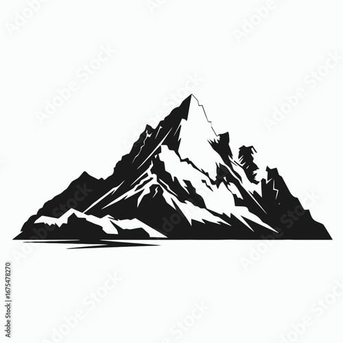 Majestic mountain range vector design against a white background silhouette