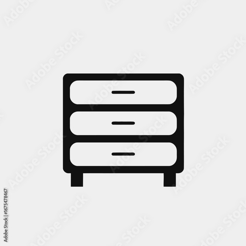 Three drawer chest furniture arrangement against a clean, minimalist background silhouette