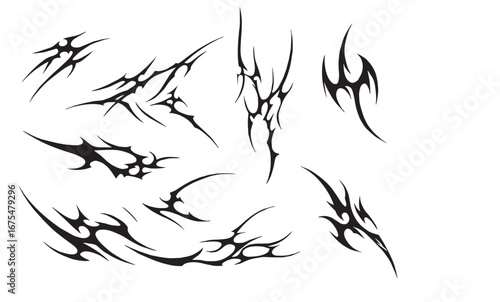 y2k Neo tribal sigilism tatto pack. Flame shape in liquid mercury. abstract neo tribal cyber sigil gothic melted modern burn form, design element. vector illustration