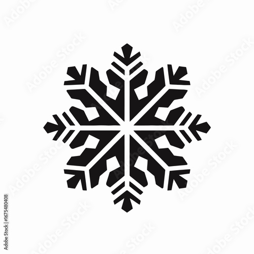 Elegant black winter snowflake design, a minimalist graphical vector silhouette
