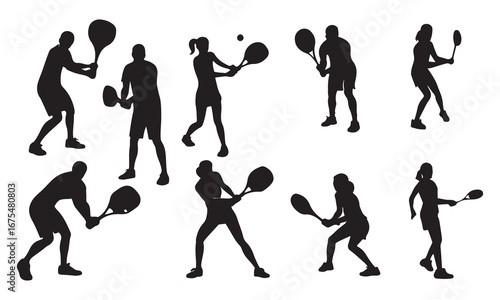 Padel Tennis Players Padel Training, Silhouettes, Action Poses & Sport Images