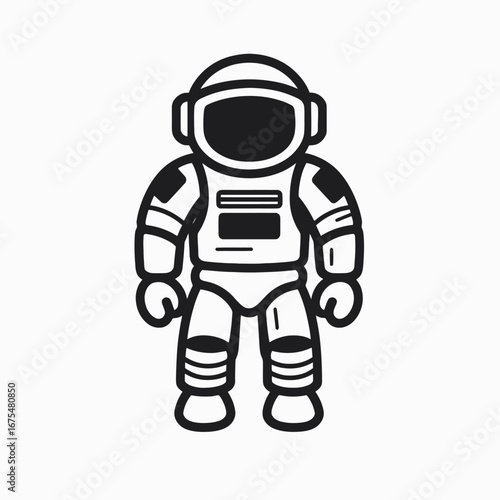 Stylized astronaut, poised for lunar exploration, a graphic space explorer silhouette