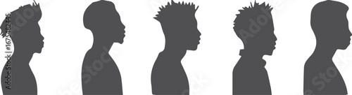 male hairstyle silhouettes collection black profile haircut design icons set isolated on white background.