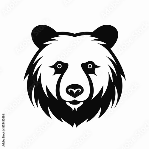 Graphic panda face, showcasing bold minimalism as a striking animal silhouette