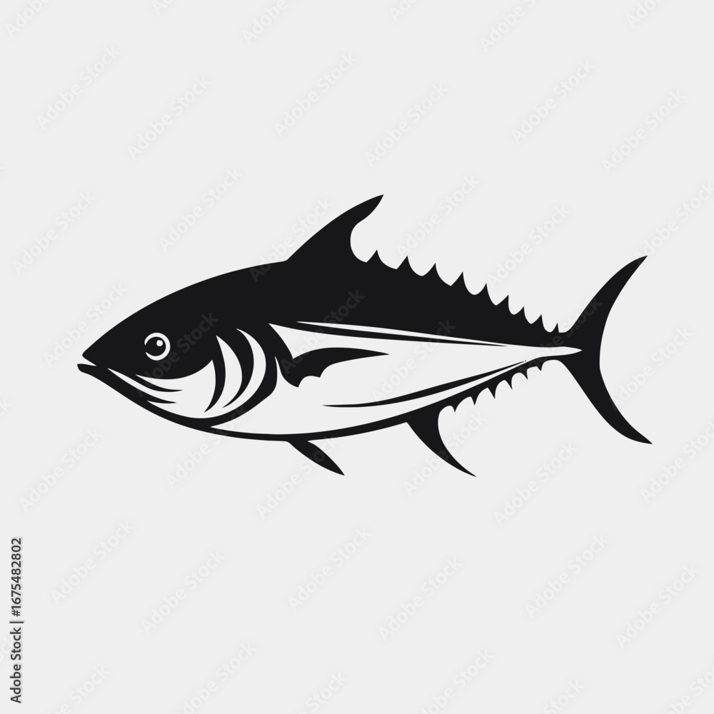 Fototapeta premium Striking black tuna swimming gracefully in the sea, fish silhouette