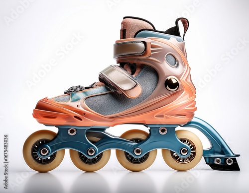 Obraz na płótnie Generated image Children's roller skates on a white background without shadows