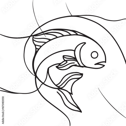 Transparent PNG available
Majestic tuna fish leaps upwards in monochrome graphic illustration design