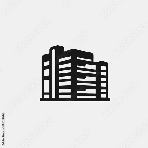 Contemporary modern architecture office tower commercial building silhouette