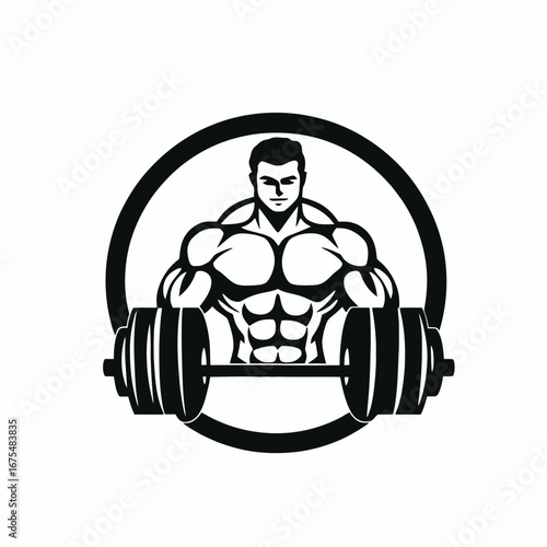 Bodybuilder lifting barbell strong fitness workout vector athlete powerful silhouette