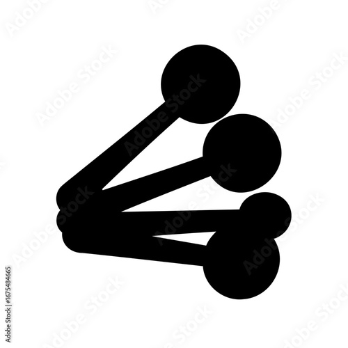 Four black lollipops or spoons emanating from a single central point