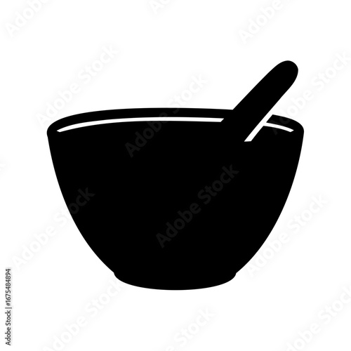 Black Silhouette Mortar and Pestle Representing Pharmacy or Herbal Medicine Preparation
