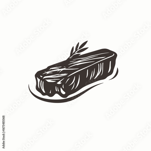 Elegant chocolate cake served with sprig vector, a delicious sweet silhouette