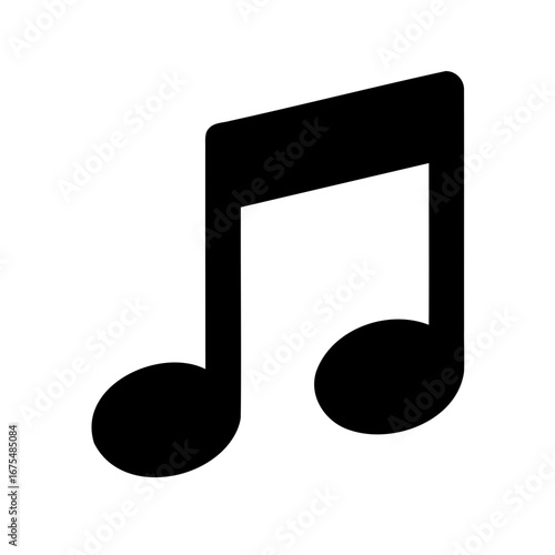 A black musical note on a white background for creative projects