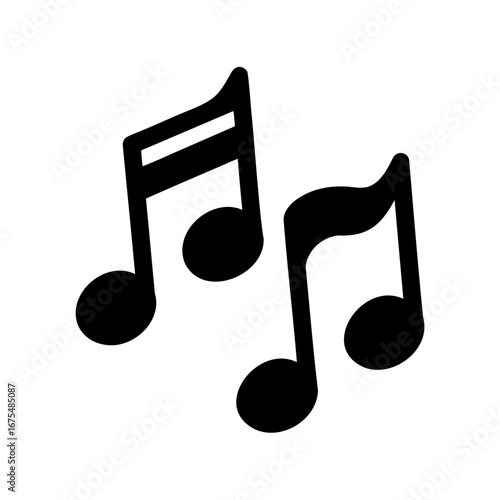 Two black music notes icon representing musical composition and harmony