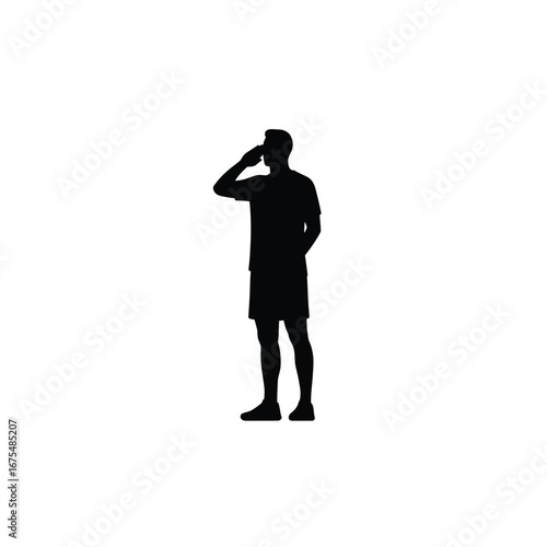 Man saluting with hand to forehead silhouette salute