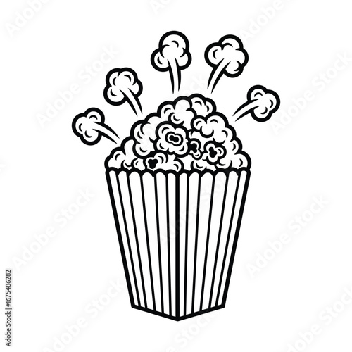 Vector illustration of popcorn in a striped box, simple illustration