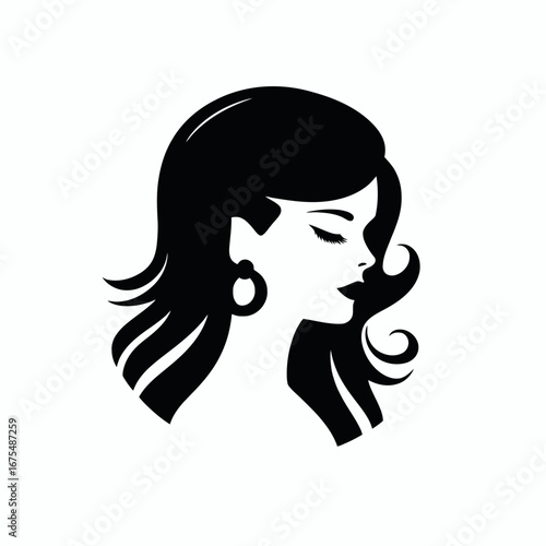 Chic woman with stylish hair and earrings in elegant silhouette
