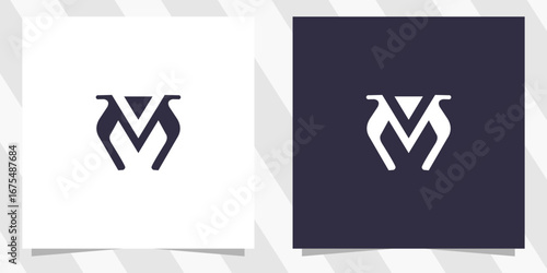 letter mv vm logo design vector