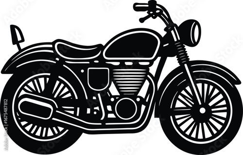 Vector art of side view of a classic motorcycle