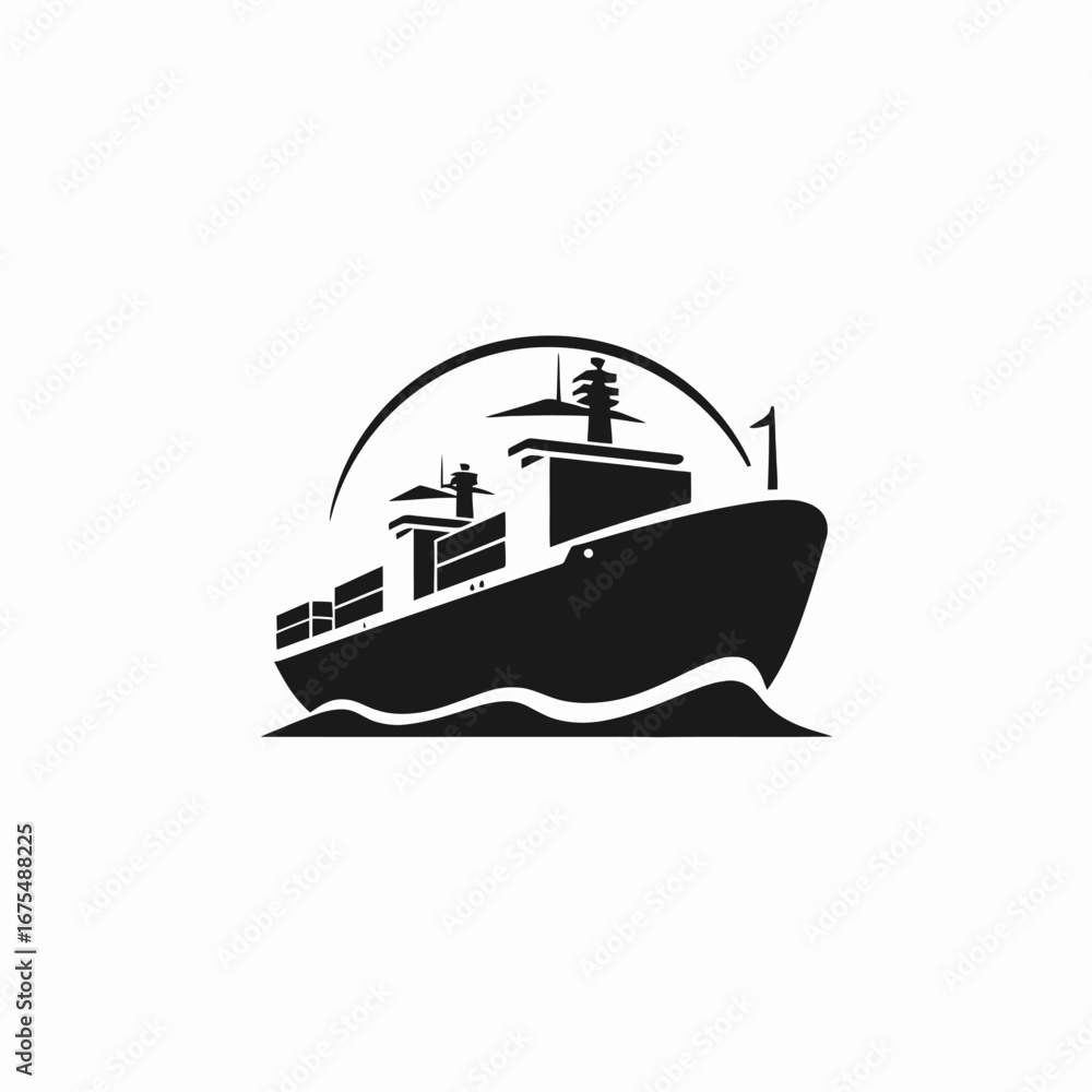 Obraz premium Maritime trade illustrated by a cargo vessel at sea silhouette