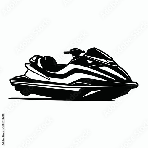 Striking image of a sleek jet ski, portrayed in bold silhouette