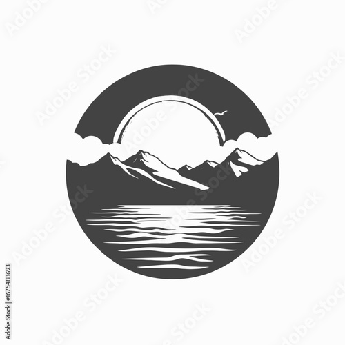 Serene mountain landscape reflecting on water surface peaceful outdoor scene silhouette