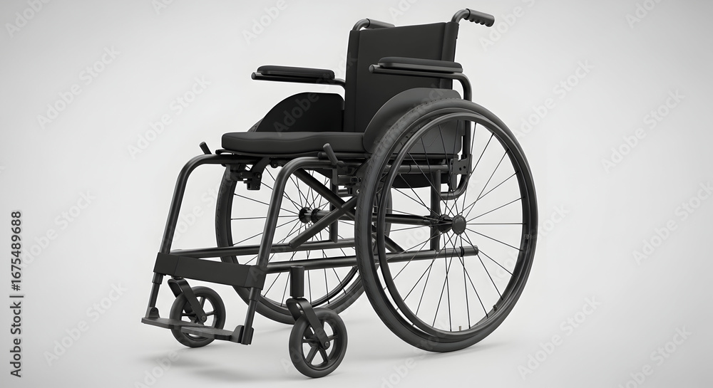 Fototapeta premium Empty Manual Wheelchair on Neutral Background — Mobility Aid Medical Equipment Concept