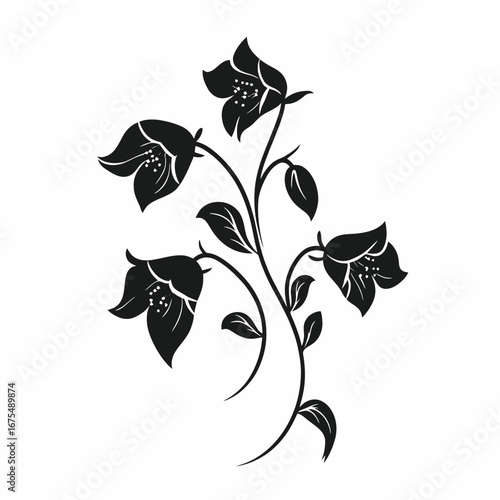 Elegant floral design with cascading blooms in a striking black silhouette