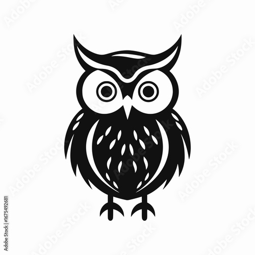 Striking owl emblem presenting nocturnal wisdom and graphic design silhouette