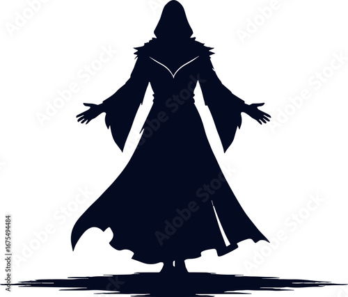 Dark Hooded Mage Sorcerer Silhouette Fantasy Character Concept