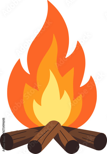 Campfire Burning Logs Flame Outdoor Camping Firelight
