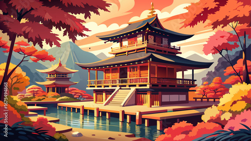 Kyoto Temples, Japan
Elegant wooden temples surrounded by serene gardens and vibrant maple trees create a tranquil sanctuary, reflecting Japan’s harmony of spiritual devotion, seasonal beauty, and arc