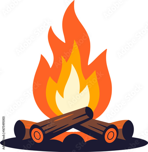 Campfire Burning Logs Outdoor Fireplace Flame Camping