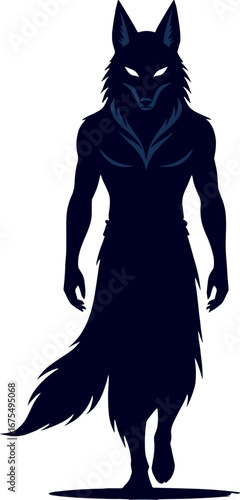 Anthropomorphic Wolf Man Walking Mythical Creature Concept