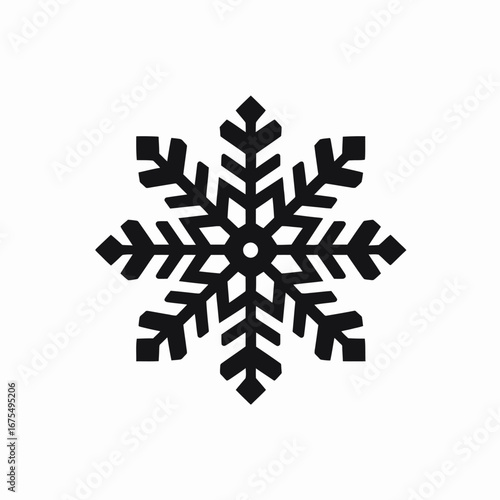 Winter's elegant snowflake, isolated on pure white backdrop, a simple silhouette