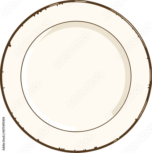 Empty Round Plate Ceramic Tableware Kitchenware Dinnerware